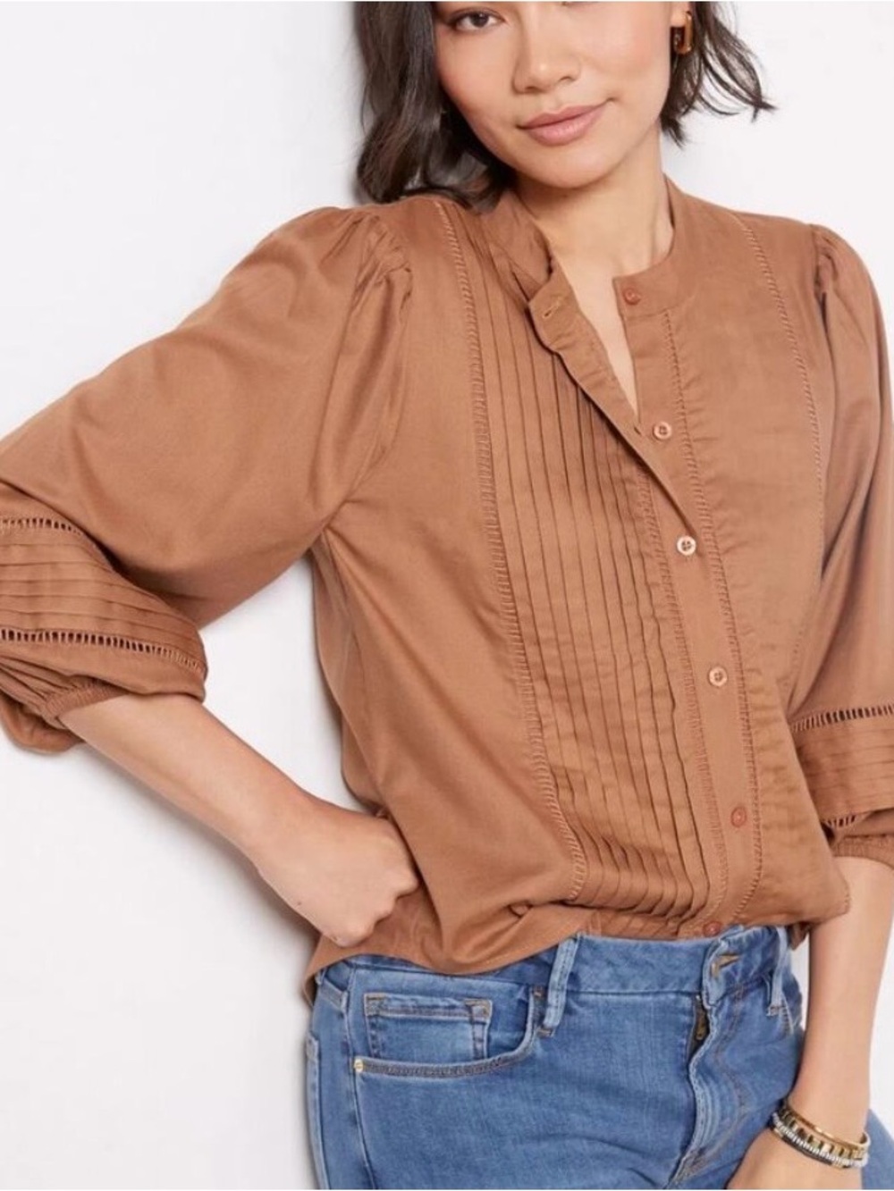 Evereve Lenny Crochet Trim Blouse